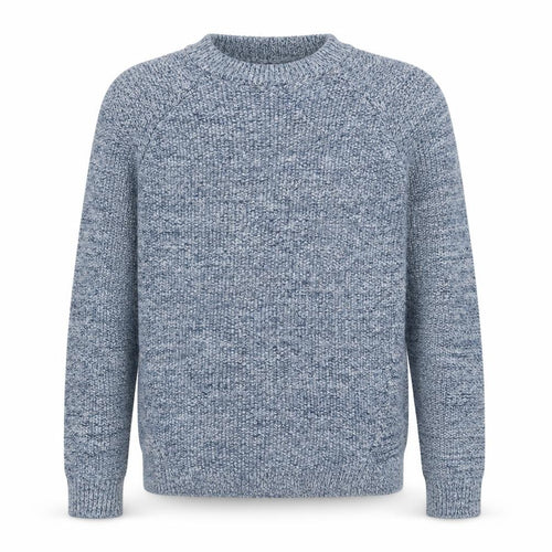 Whistles Blue Chunky-Knit Cotton Blend Crew Neck Jumper XS
