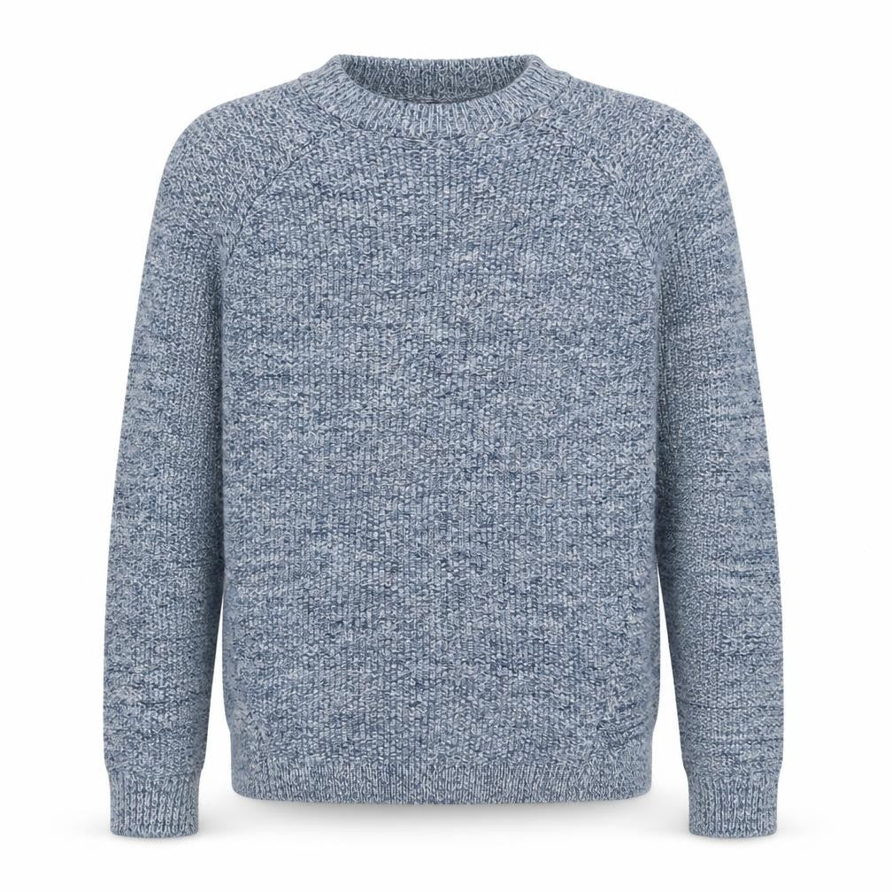 Whistles Blue Chunky-Knit Cotton Blend Crew Neck Jumper XS