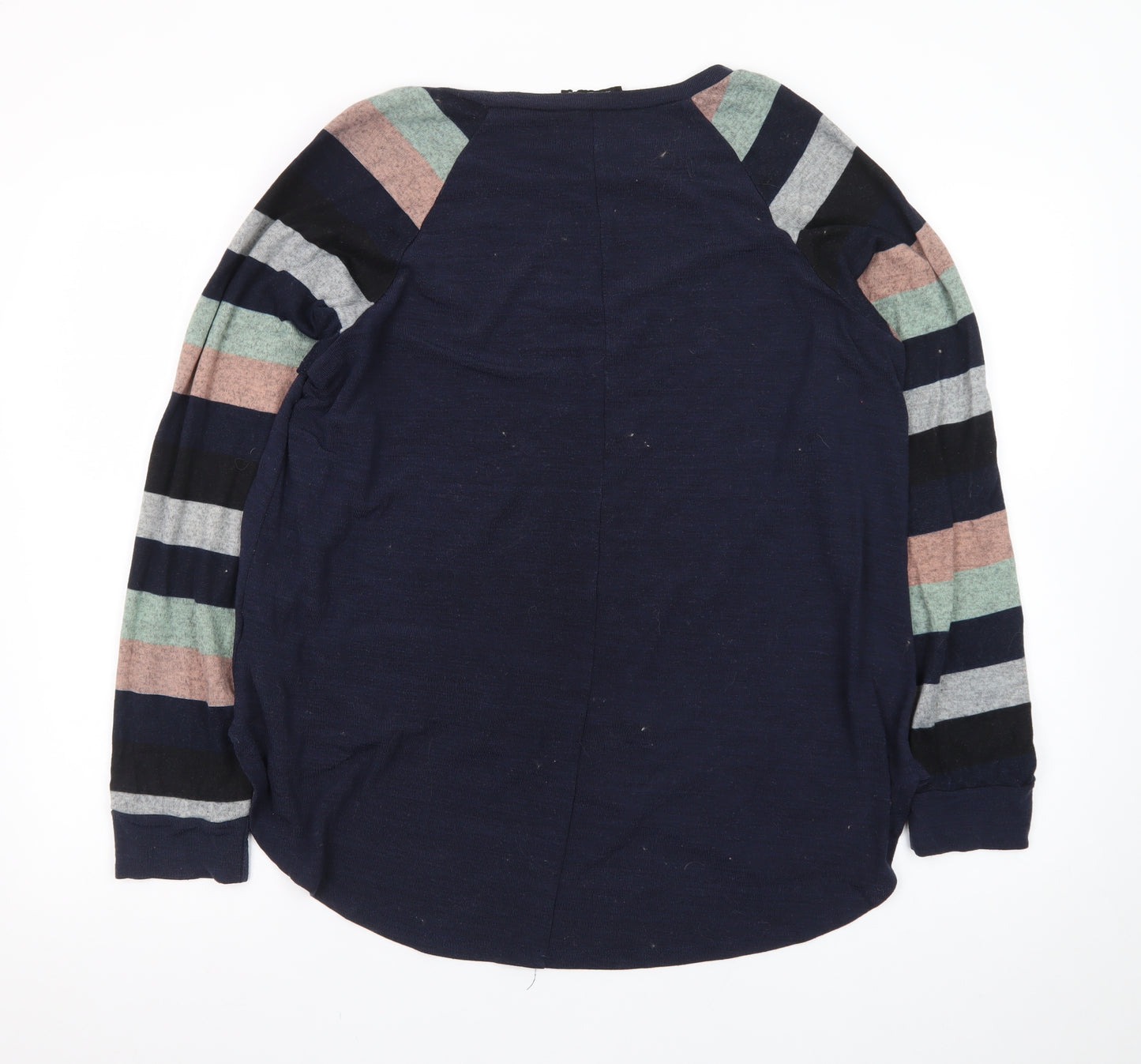 YOINS Women's Blue Striped Raglan Long Sleeve Pullover Jumper 2XL