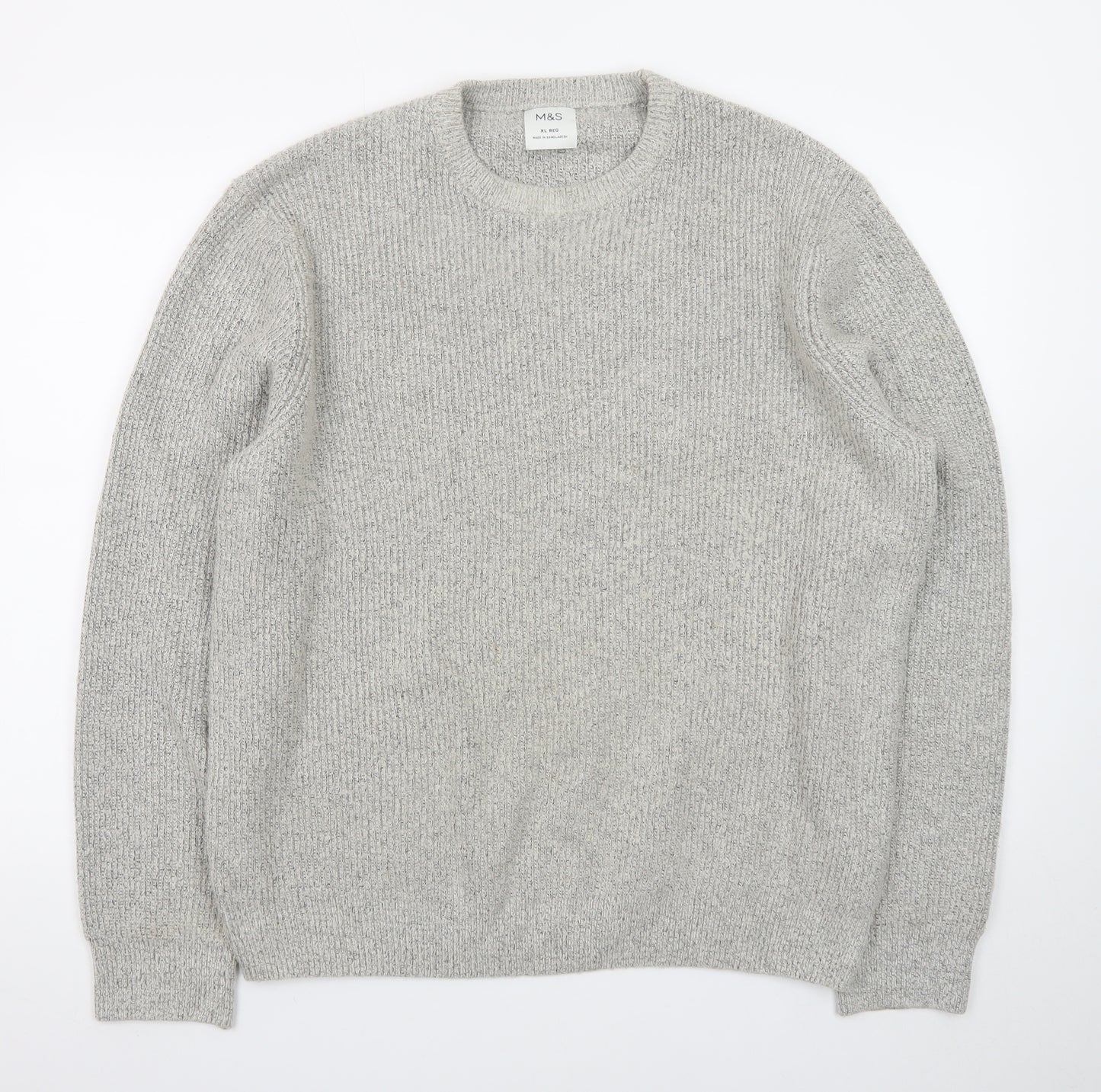 Marks and Spencer Mens Grey Chunky Knit Pullover Jumper XL Regular