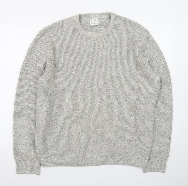 Marks and Spencer Mens Grey Chunky Knit Pullover Jumper XL Regular
