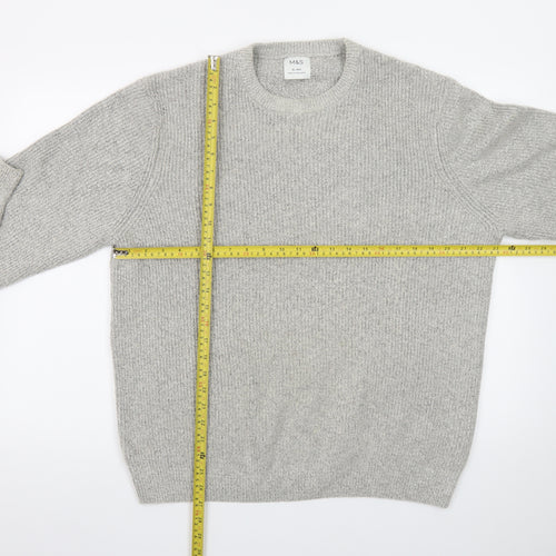 Marks and Spencer Mens Grey Chunky Knit Pullover Jumper XL Regular