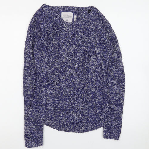 H&M Women Blue Cable-Knit Crew Neck Long Sleeve Pullover Jumper Size 8