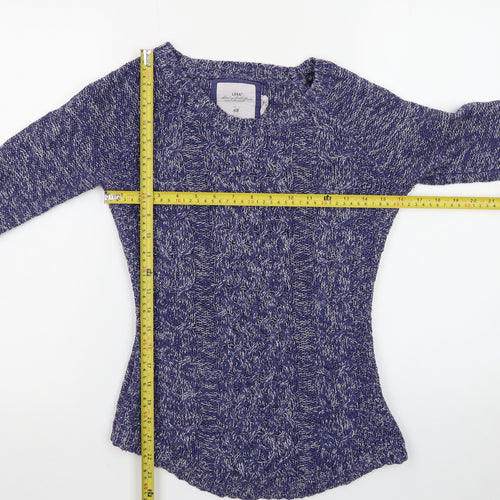 H&M Women Blue Cable-Knit Crew Neck Long Sleeve Pullover Jumper Size 8