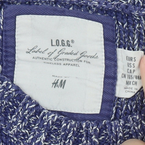 H&M Women Blue Cable-Knit Crew Neck Long Sleeve Pullover Jumper Size 8