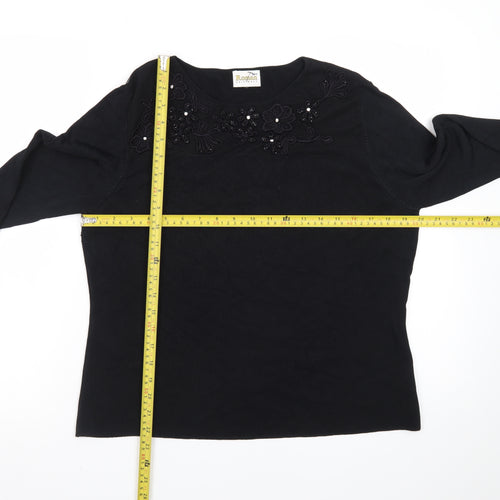 Roman Originals Women’s Black Beaded Crew Neck Long Sleeve Jumper M/L