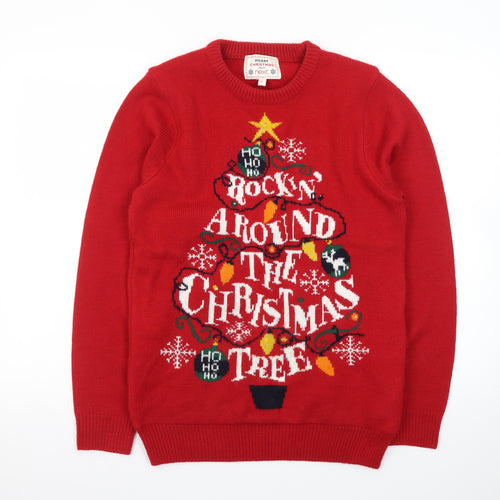 Next Women's Red Christmas Jumper Small Pullover Knit Sweater