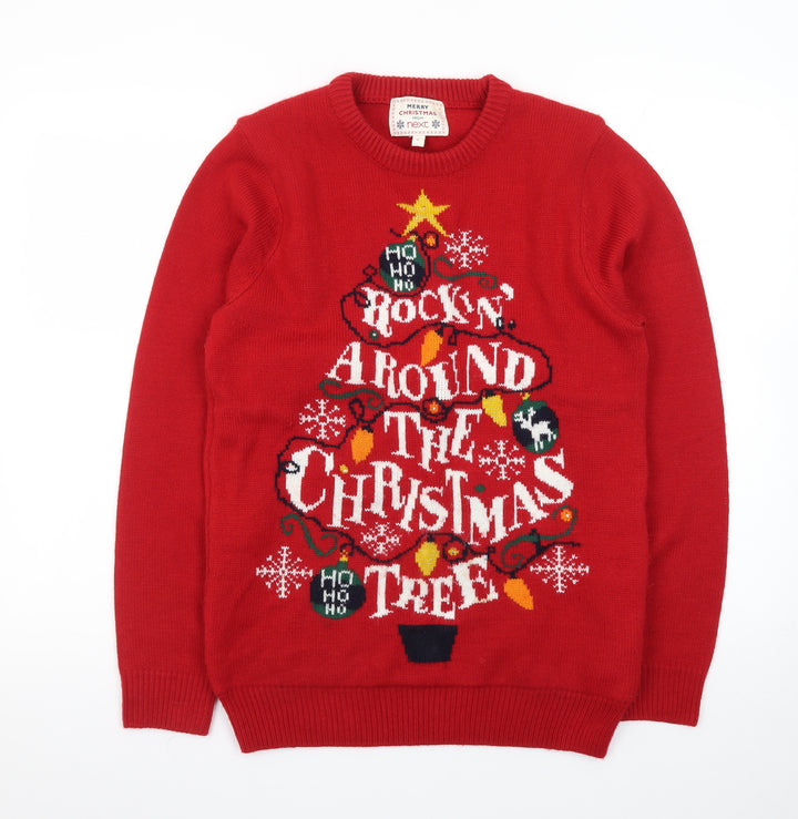 Next Women's Red Christmas Jumper Small Pullover Knit Sweater