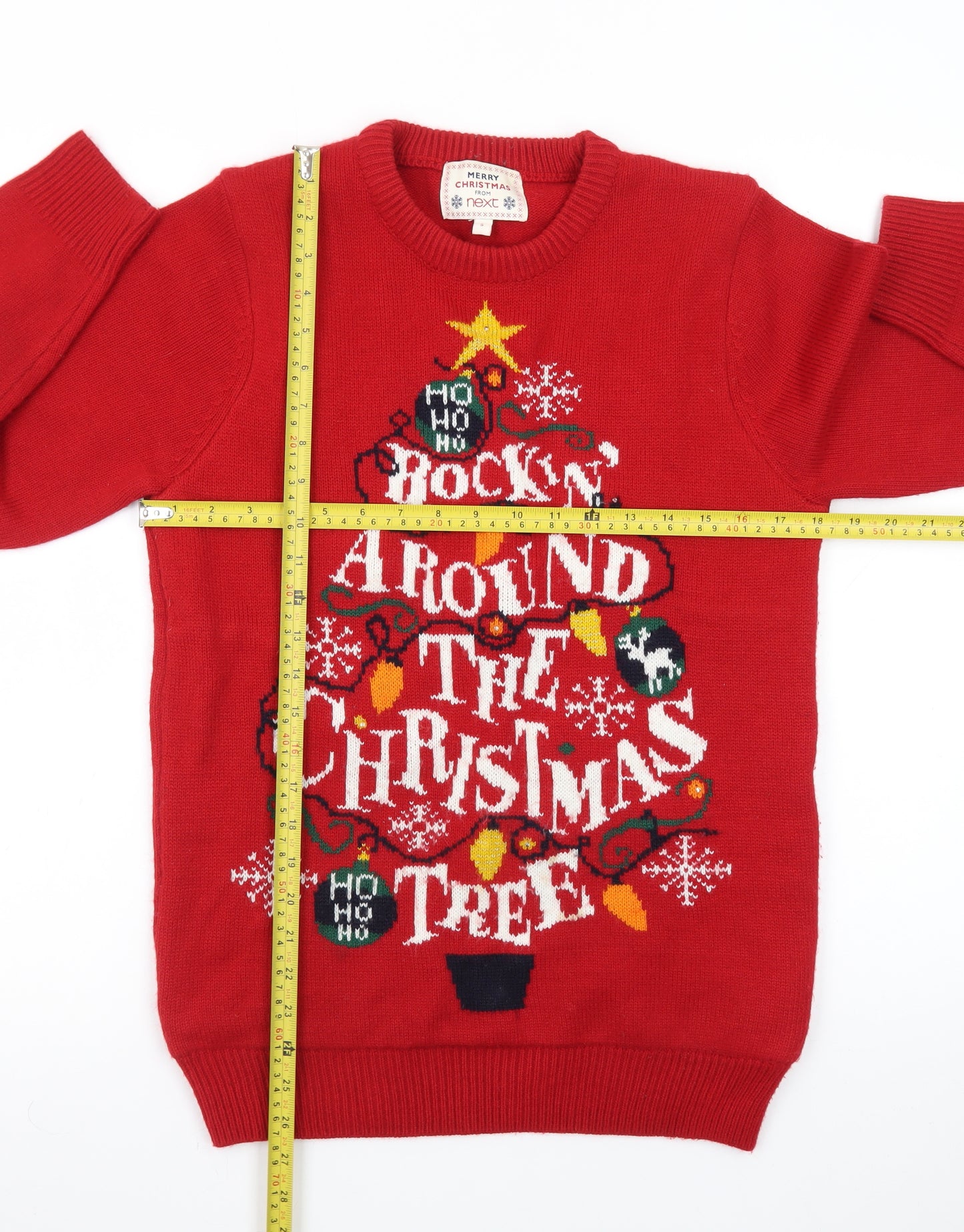 Next Women's Red Christmas Jumper Small Pullover Knit Sweater