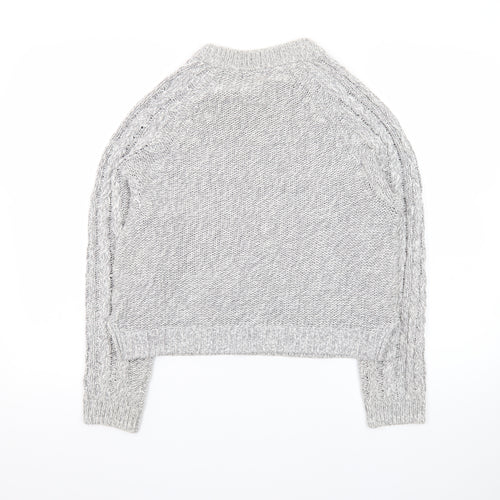 H&M Women Grey Cable-Knit Crew Neck Jumper Size 8