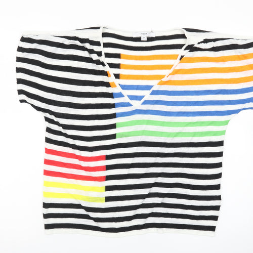 Next Women’s Multicoloured Striped V-Neck Knit T-Shirt Size 12