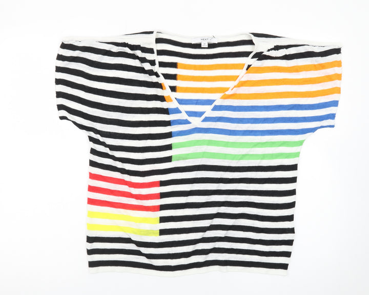 Next Women’s Multicoloured Striped V-Neck Knit T-Shirt Size 12