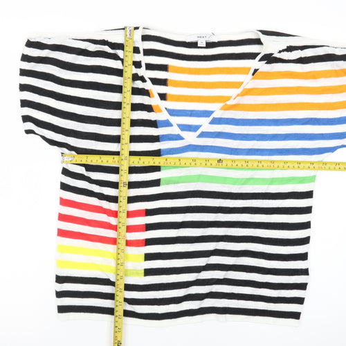 Next Women’s Multicoloured Striped V-Neck Knit T-Shirt Size 12