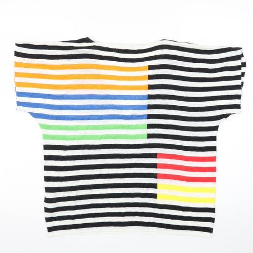 Next Women’s Multicoloured Striped V-Neck Knit T-Shirt Size 12
