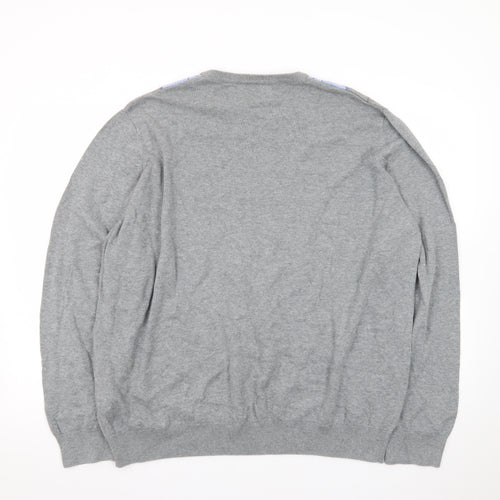 Marks and Spencer Men’s Grey Argyle Cotton Pullover Jumper 2XL