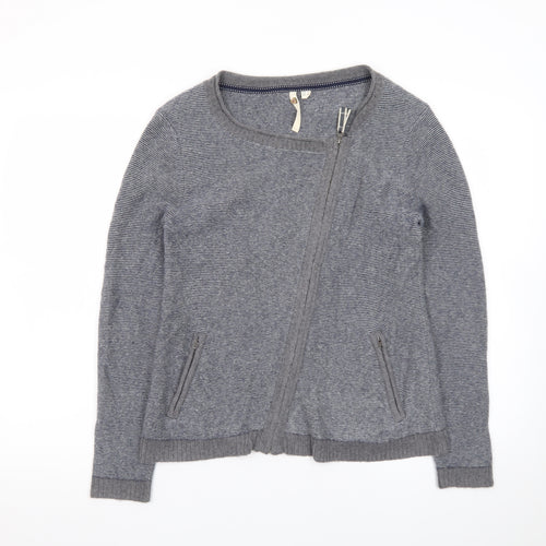 White Stuff Women Grey Zip Cardigan UK 12 Wool Blend Asymmetric Style