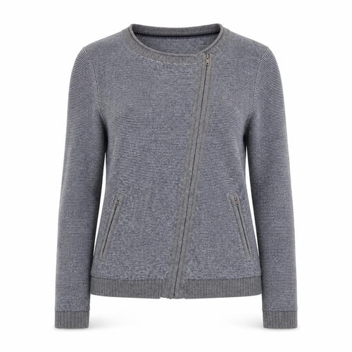 White Stuff Women Grey Zip Cardigan UK 12 Wool Blend Asymmetric Style