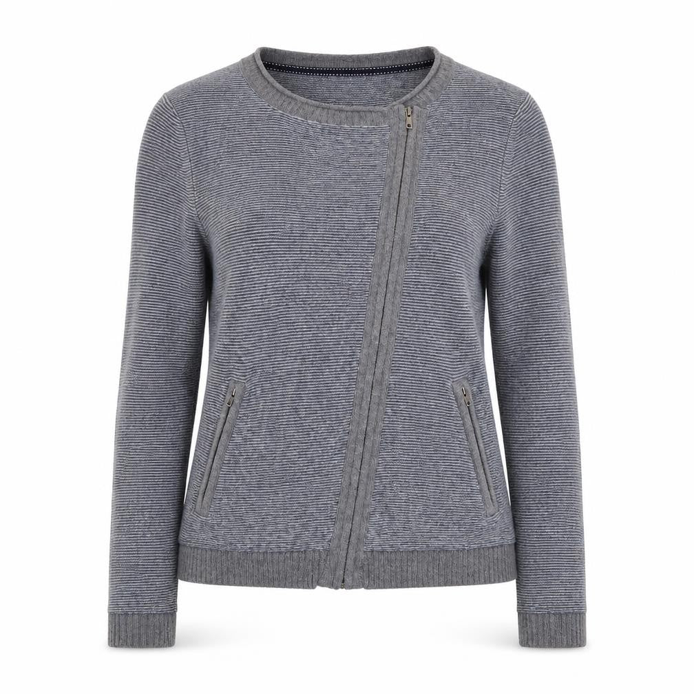 White Stuff Women Grey Zip Cardigan UK 12 Wool Blend Asymmetric Style