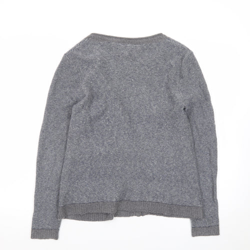 White Stuff Women Grey Zip Cardigan UK 12 Wool Blend Asymmetric Style