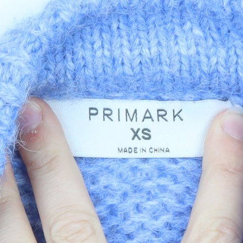 Primark Women Blue Chunky Knit High Neck Jumper XS