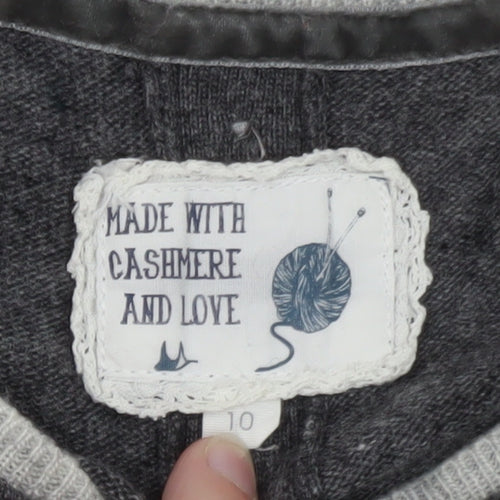 Made With Cashmere And Love Women's Grey Size 10 Crew Neck Jumper