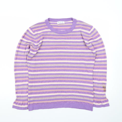 Kettlewell Women’s Purple Striped Crew Neck Jumper Size L