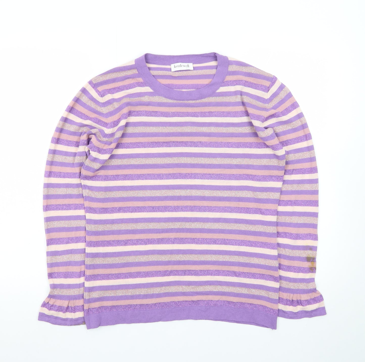 Kettlewell Women’s Purple Striped Crew Neck Jumper Size L
