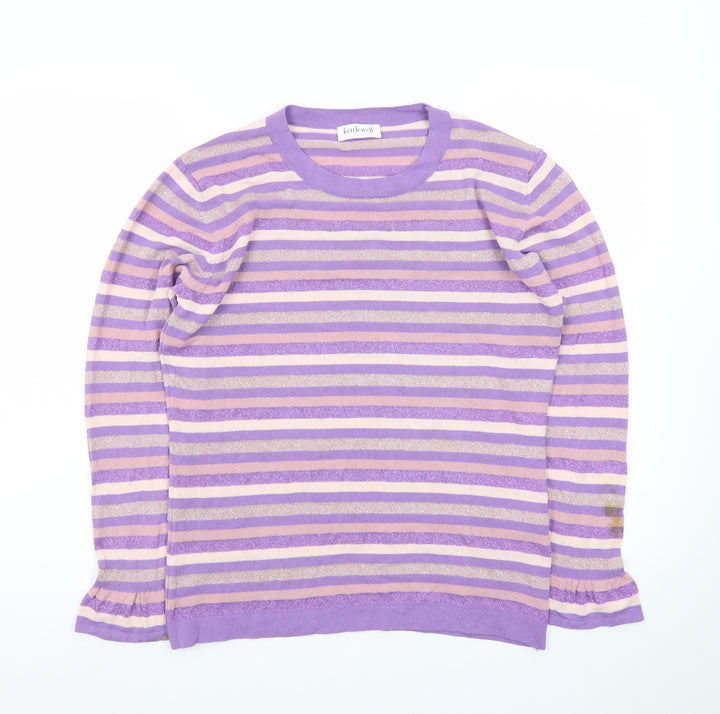 Kettlewell Women’s Purple Striped Crew Neck Jumper Size L