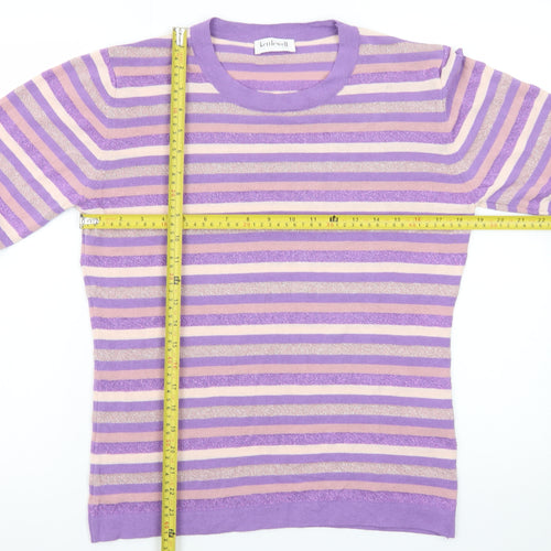 Kettlewell Women’s Purple Striped Crew Neck Jumper Size L