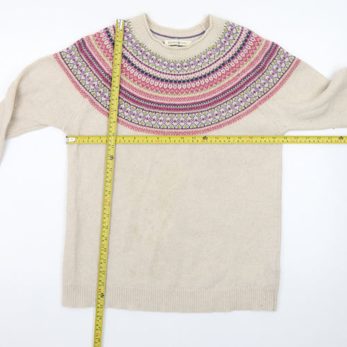 Beacon Cove Womens Beige Fair Isle Lambswool Blend Jumper Size 14