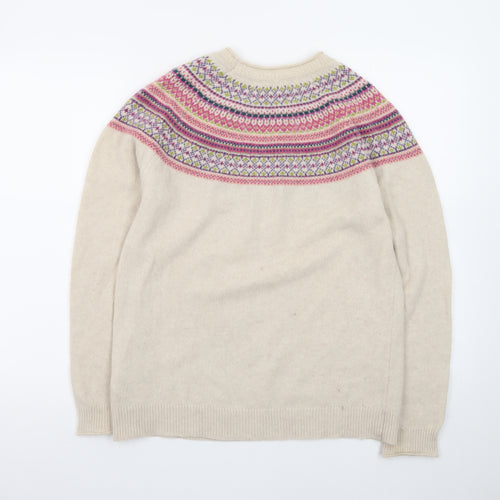 Beacon Cove Womens Beige Fair Isle Lambswool Blend Jumper Size 14
