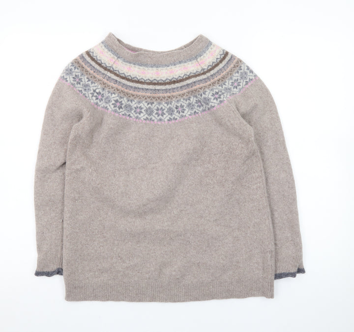 Paul Costelloe Women’s Beige Fair Isle Wool Blend Jumper UK 18