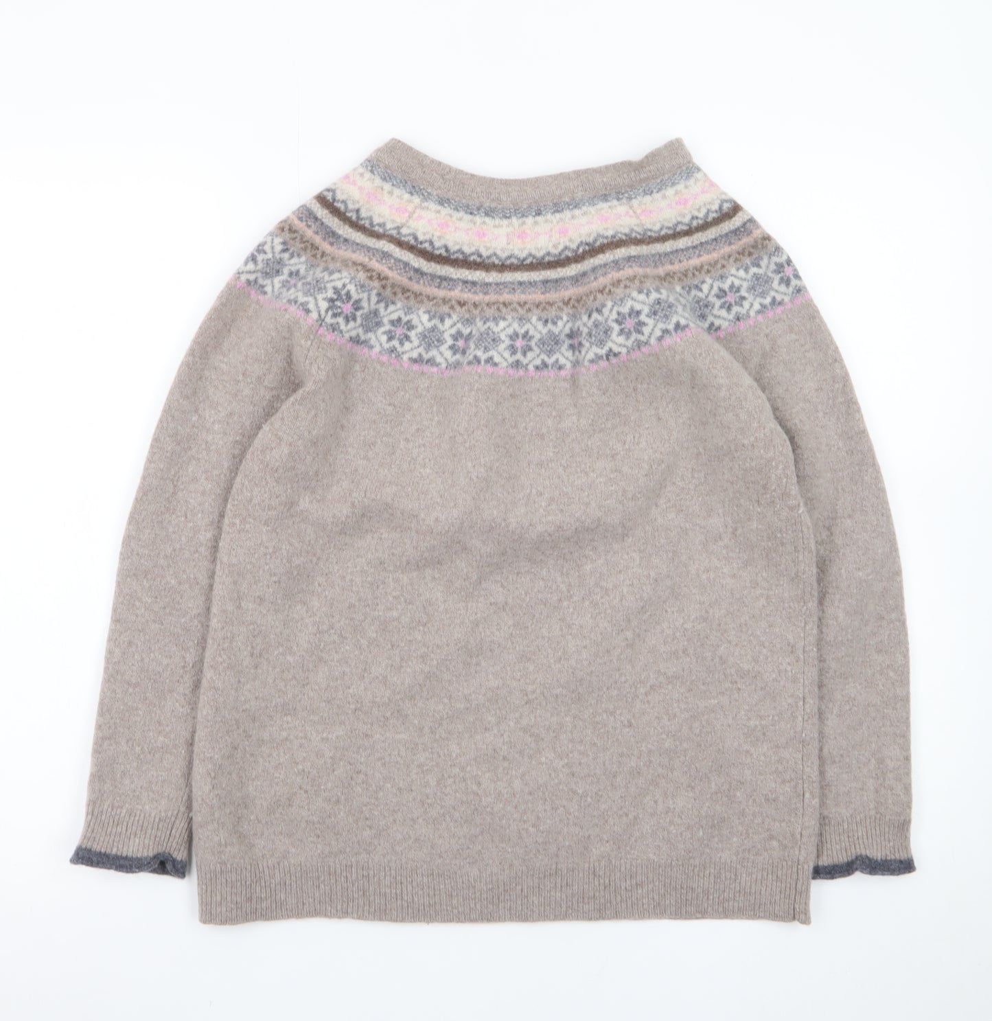 Paul Costelloe Women’s Beige Fair Isle Wool Blend Jumper UK 18