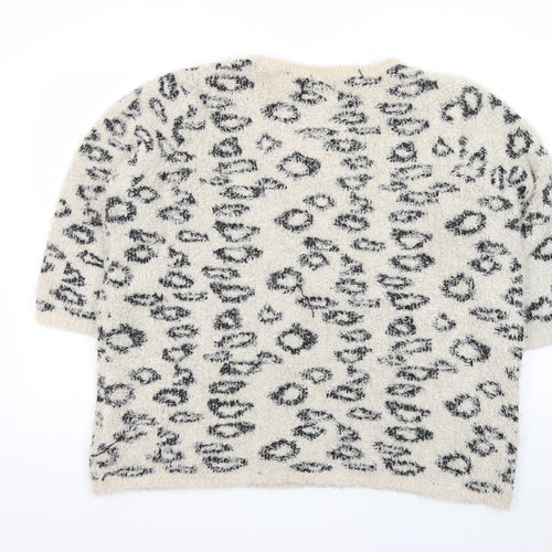 F&F Women's Beige Leopard Print Chunky Knit Pullover Jumper Size 20