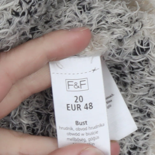 F&F Women's Beige Leopard Print Chunky Knit Pullover Jumper Size 20