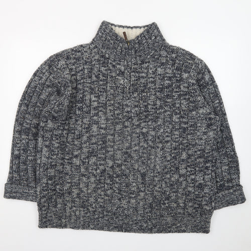 North Coast Men’s Grey XL Chunky 1/4 Zip Knit Jumper
