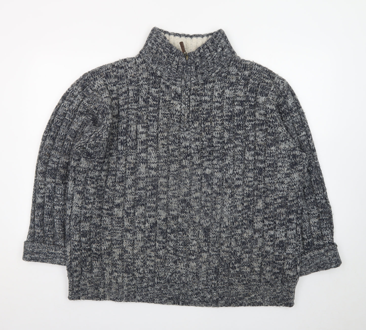 North Coast Men’s Grey XL Chunky 1/4 Zip Knit Jumper
