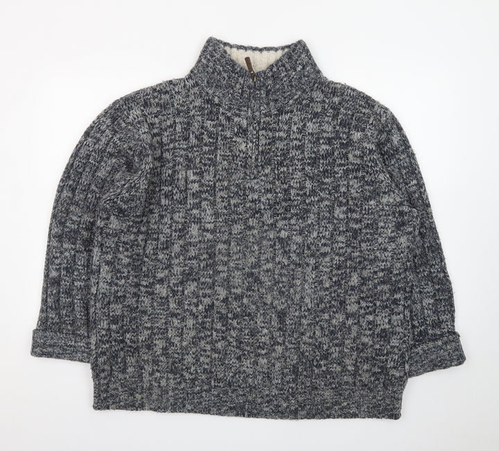 North Coast Men’s Grey XL Chunky 1/4 Zip Knit Jumper