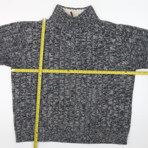 North Coast Men’s Grey XL Chunky 1/4 Zip Knit Jumper