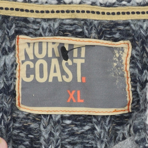 North Coast Men’s Grey XL Chunky 1/4 Zip Knit Jumper