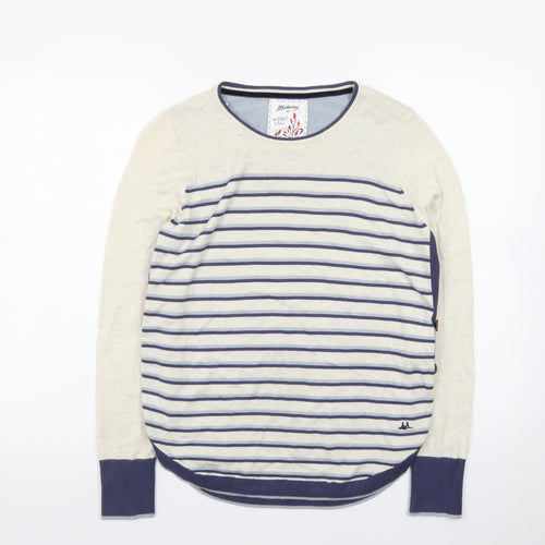 Mantaray Women’s Beige Stripe Crew Neck Long Sleeve Pullover Jumper Size 14