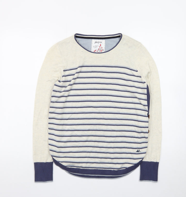 Mantaray Women’s Beige Stripe Crew Neck Long Sleeve Pullover Jumper Size 14