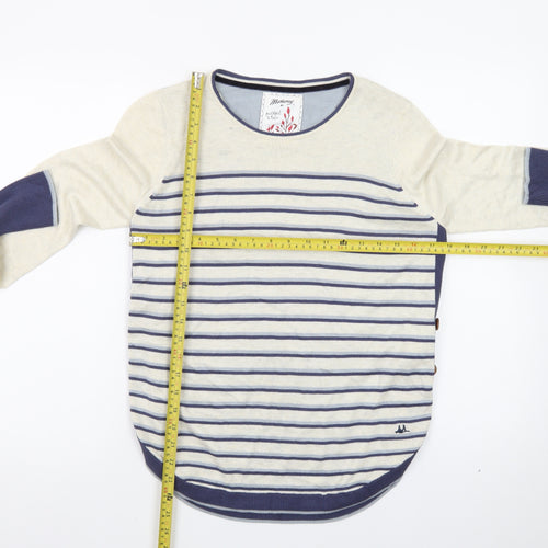 Mantaray Women’s Beige Stripe Crew Neck Long Sleeve Pullover Jumper Size 14