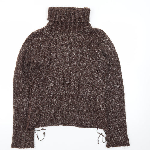 Marlboro Classics Womens Brown Roll Neck Chunky-Knit Wool Blend Jumper M