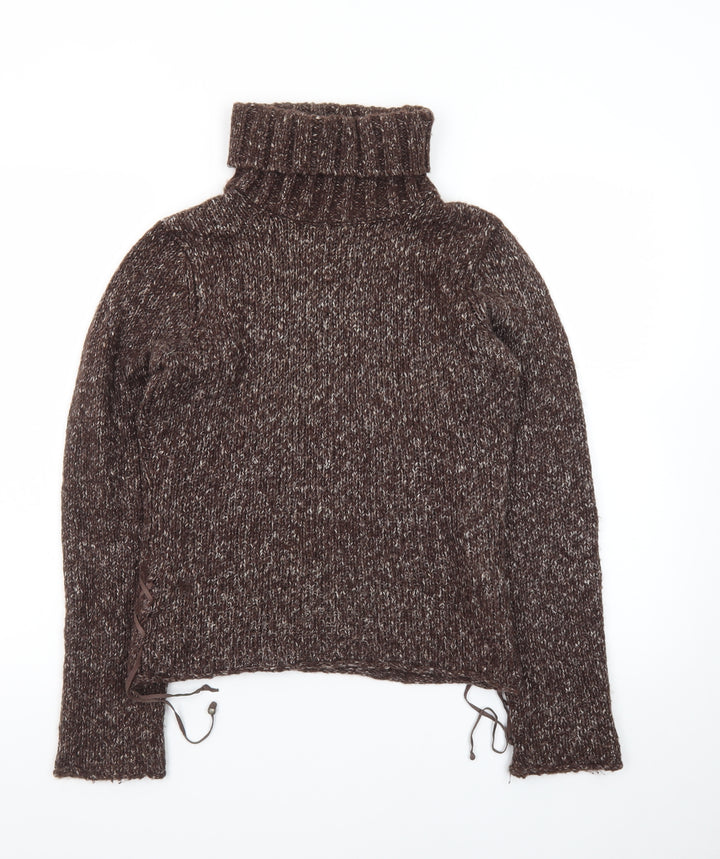 Marlboro Classics Womens Brown Roll Neck Chunky-Knit Wool Blend Jumper M