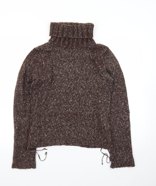 Marlboro Classics Womens Brown Roll Neck Chunky-Knit Wool Blend Jumper M