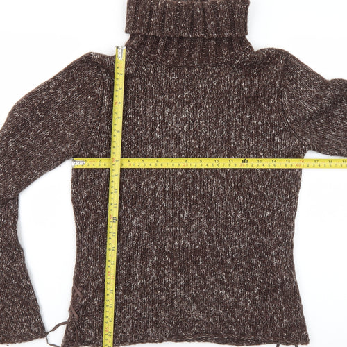 Marlboro Classics Womens Brown Roll Neck Chunky-Knit Wool Blend Jumper M