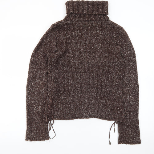 Marlboro Classics Womens Brown Roll Neck Chunky-Knit Wool Blend Jumper M