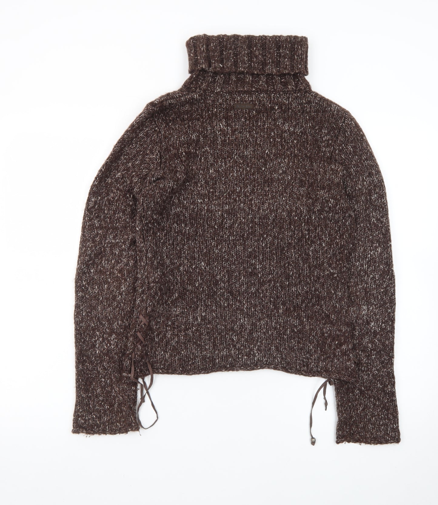 Marlboro Classics Womens Brown Roll Neck Chunky-Knit Wool Blend Jumper M