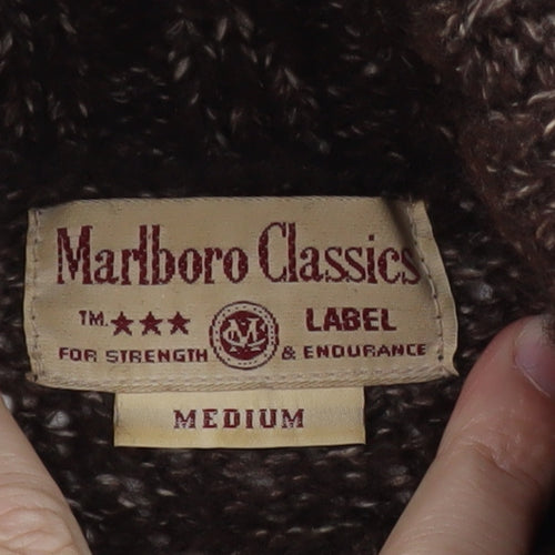 Marlboro Classics Womens Brown Roll Neck Chunky-Knit Wool Blend Jumper M